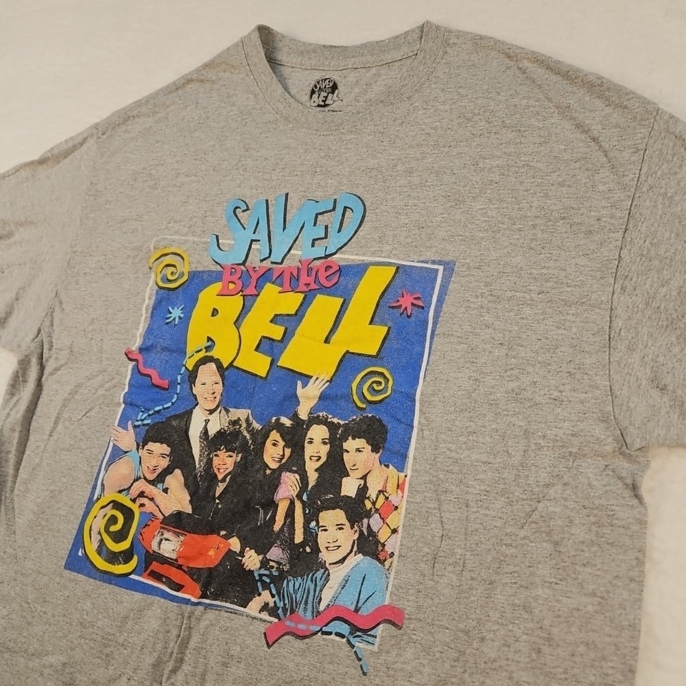 VTG 90s TV Gray Short Sleeve Graphic Saved by the Bell T-Shirt Mens Sz XL